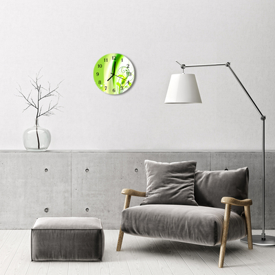 Ronde glazen wandklok Plantaardig patroon