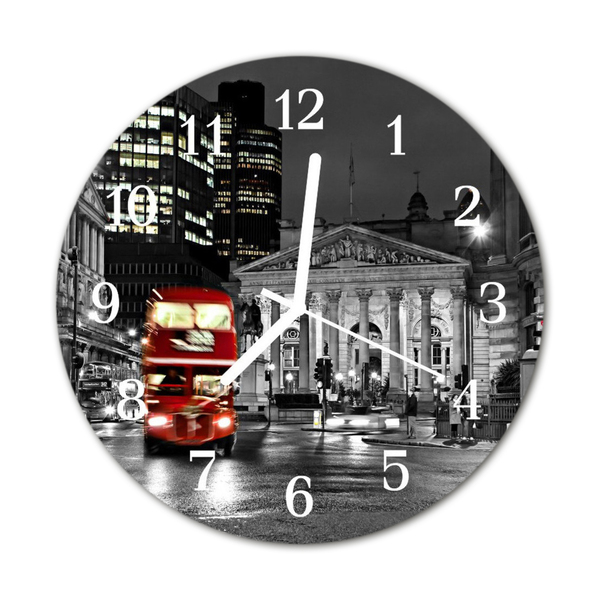 Ronde glazen wandklok Bus londen