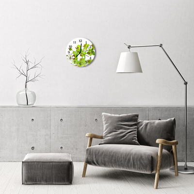 Ronde glazen wandklok Orchidee