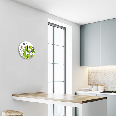 Ronde glazen wandklok Orchidee