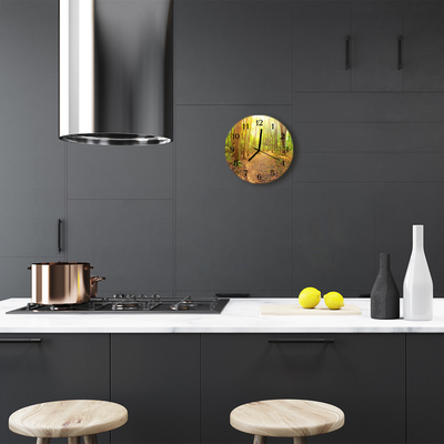 Ronde glazen wandklok Woud