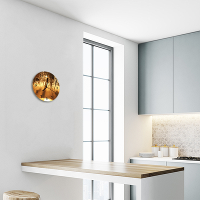 Ronde glazen wandklok Mist