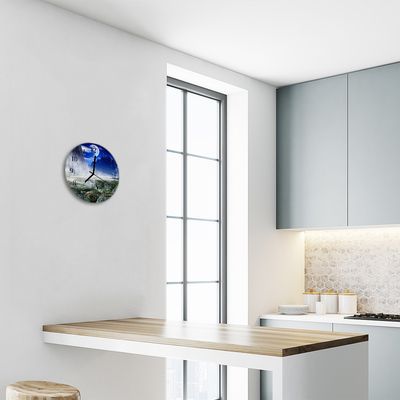 Ronde glazen wandklok Bergen van de maan