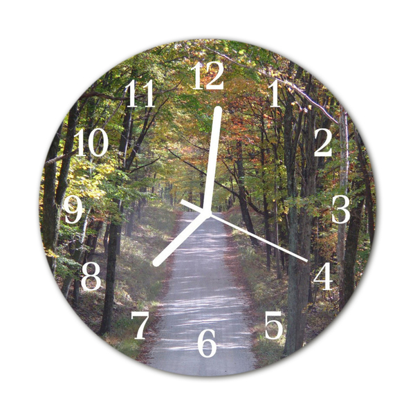 Ronde glazen wandklok Bos
