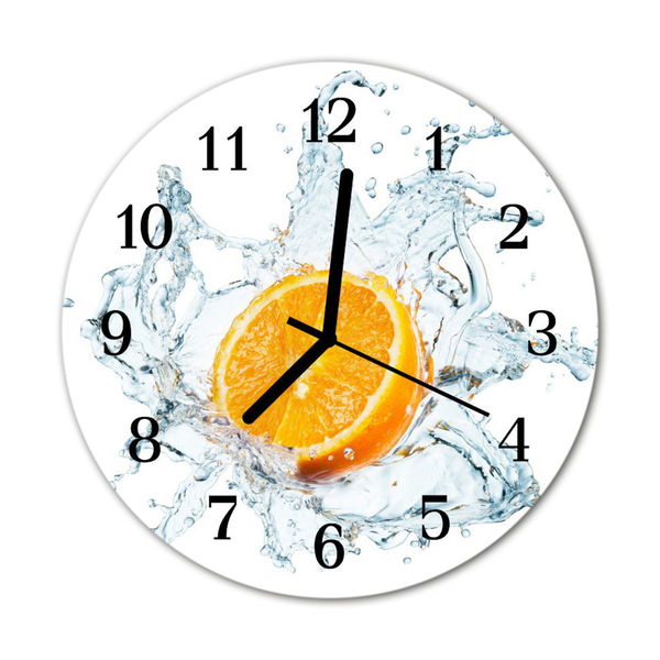 Ronde glas klok Oranje water