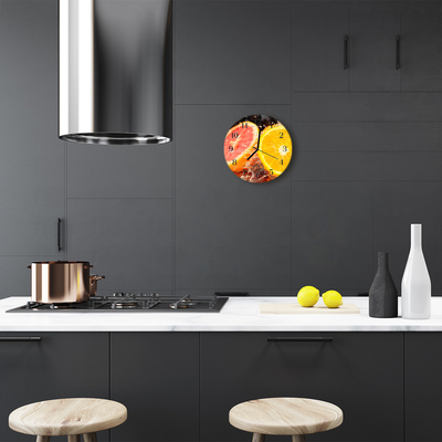 Ronde glas klok Fruit