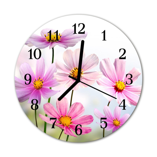 Ronde glas klok Bloemen