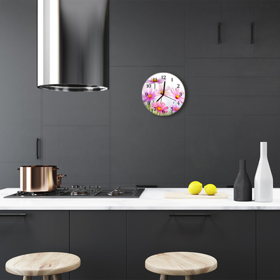 Ronde glas klok Bloemen