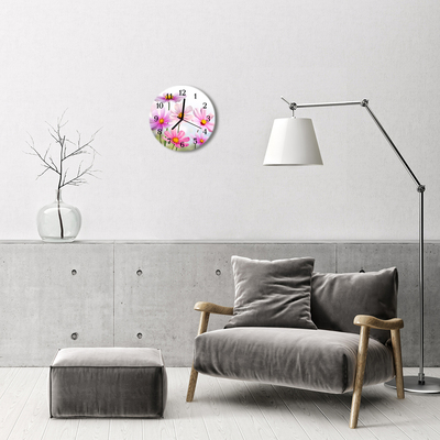 Ronde glas klok Bloemen