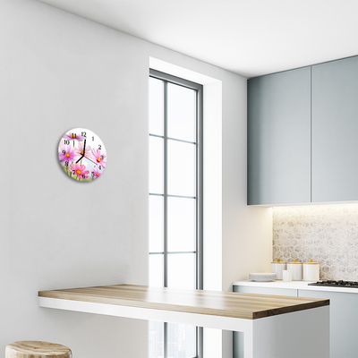 Ronde glas klok Bloemen