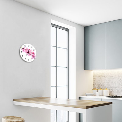 Ronde glas klok Orchidee