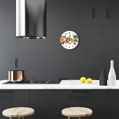 Ronde glas klok Fruit