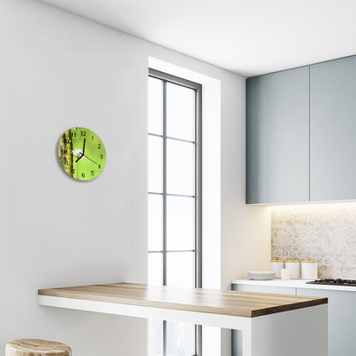 Ronde glas klok Bamboe