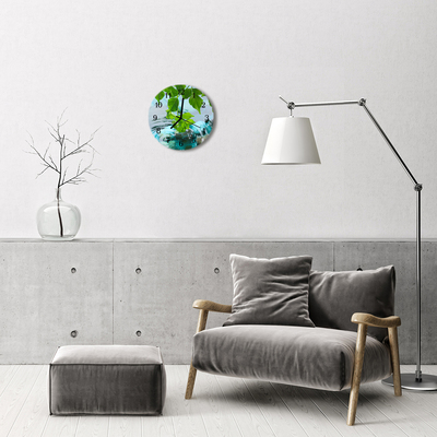 Ronde glas klok Bladeren