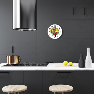 Ronde glas klok Bloemboom