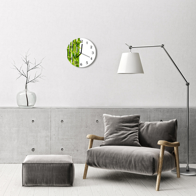 Ronde glas klok Bamboe
