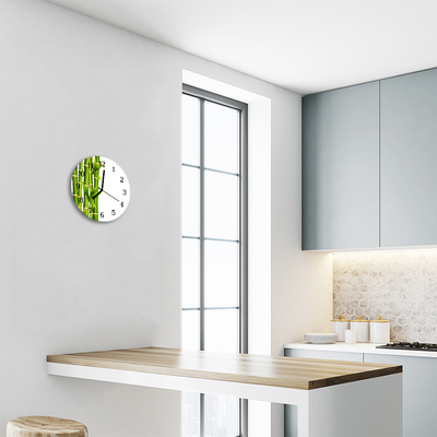 Ronde glas klok Bamboe