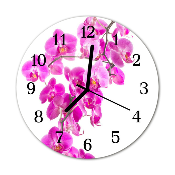 Ronde glas klok Orchidee