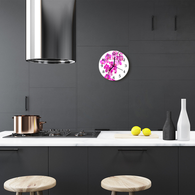 Ronde glas klok Orchidee