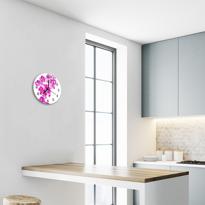 Ronde glas klok Orchidee
