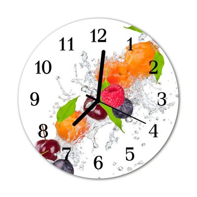 Ronde glas klok Fruit
