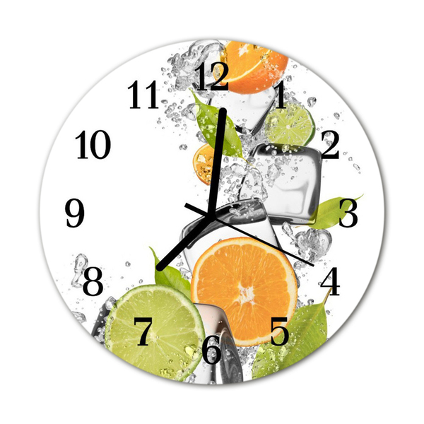 Ronde glas klok Citrus vruchten