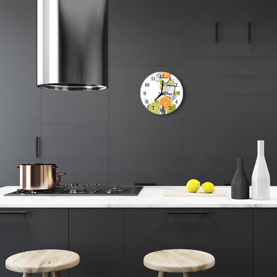 Ronde glas klok Citrus vruchten