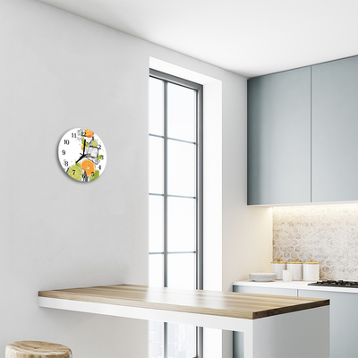 Ronde glas klok Citrus vruchten