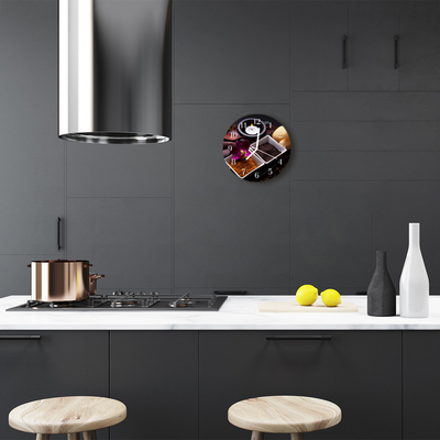 Ronde glas klok Orchidee