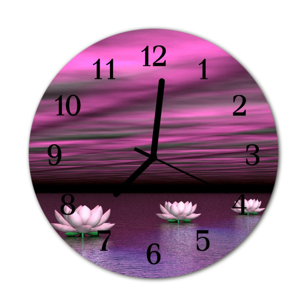 Ronde glas klok Waterlelies