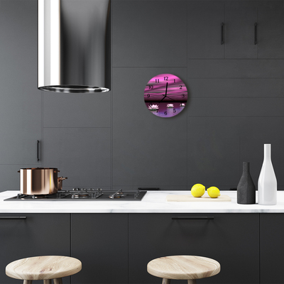 Ronde glas klok Waterlelies