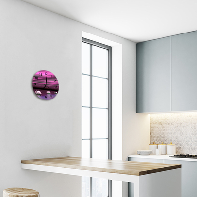 Ronde glas klok Waterlelies