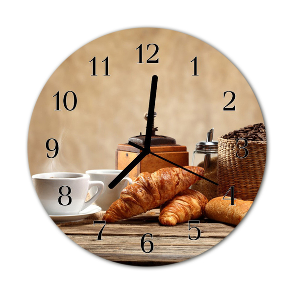 Ronde glas klok Croissants