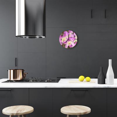 Ronde glas klok Bloemen