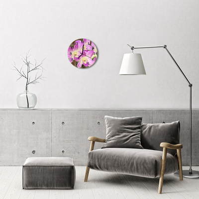 Ronde glas klok Bloemen