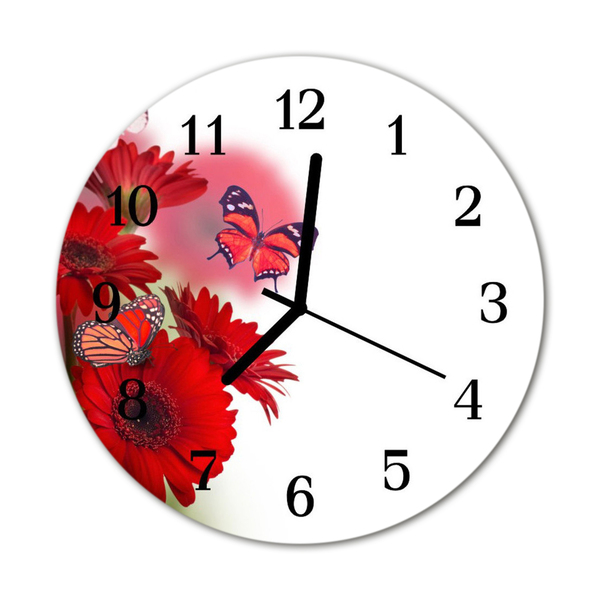 Ronde glas klok Gerbera