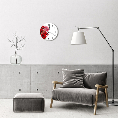 Ronde glas klok Gerbera