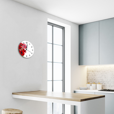Ronde glas klok Gerbera