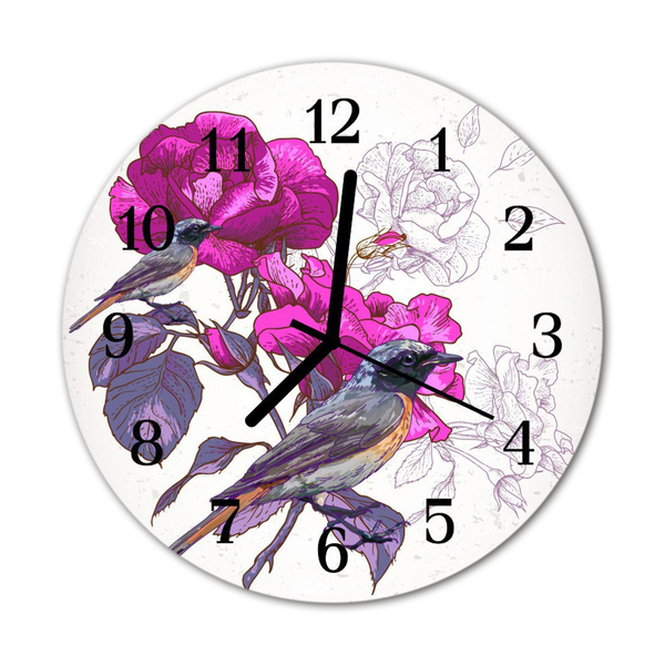 Ronde glas klok Vogels