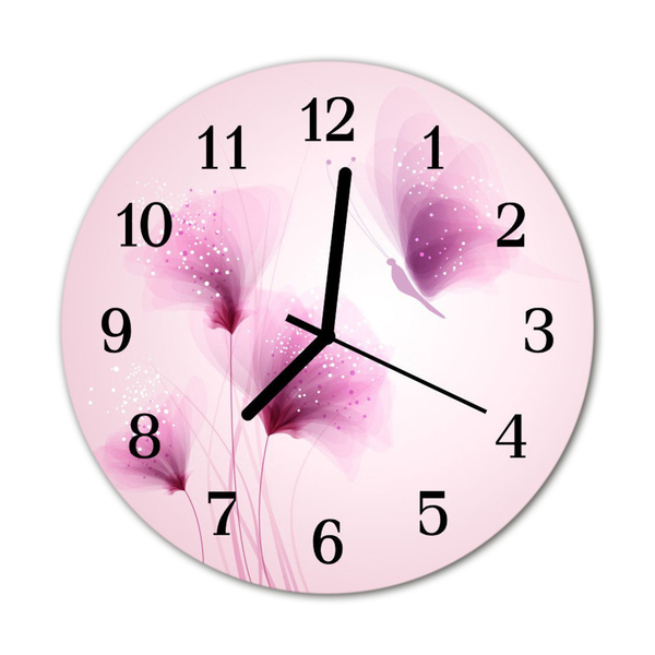 Ronde glas klok Bloemen