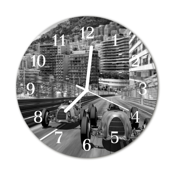 Ronde glas klok Auto-races