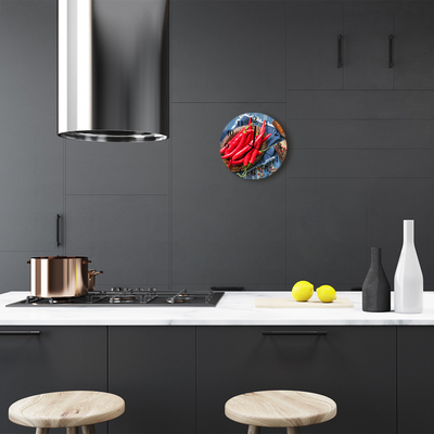 Ronde glas klok Chili peper