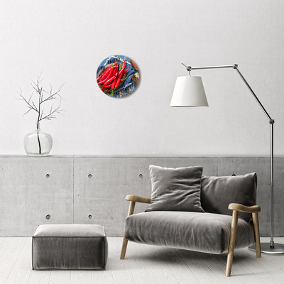 Ronde glas klok Chili peper