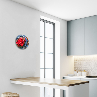 Ronde glas klok Chili peper