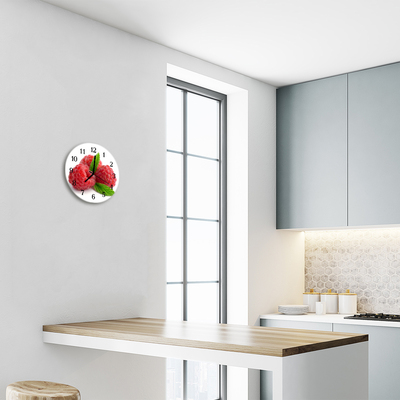 Ronde glas klok Frambozen