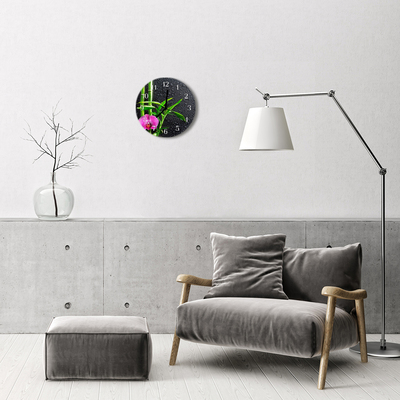 Ronde glazen wandklok Bamboe spa