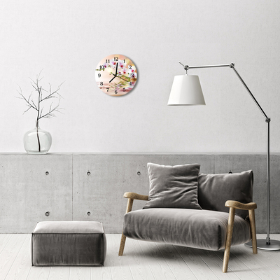 Ronde glazen wandklok Orchidee