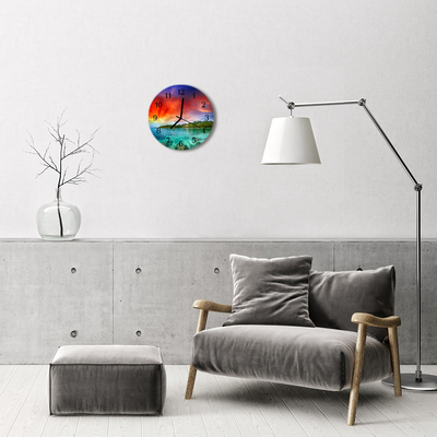 Ronde glazen wandklok Landschap