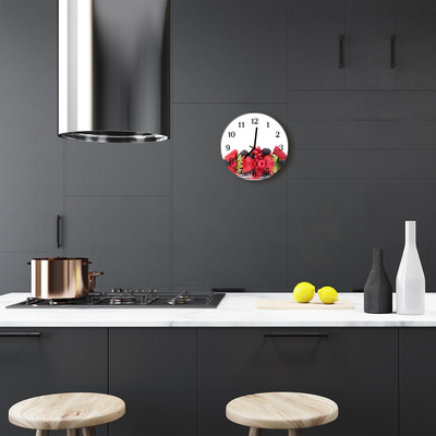 Ronde glazen wandklok Fruit