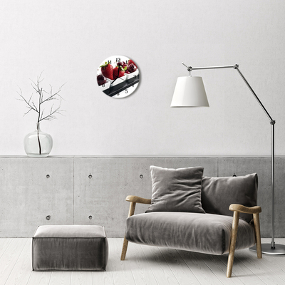 Ronde glazen wandklok Aardbei
